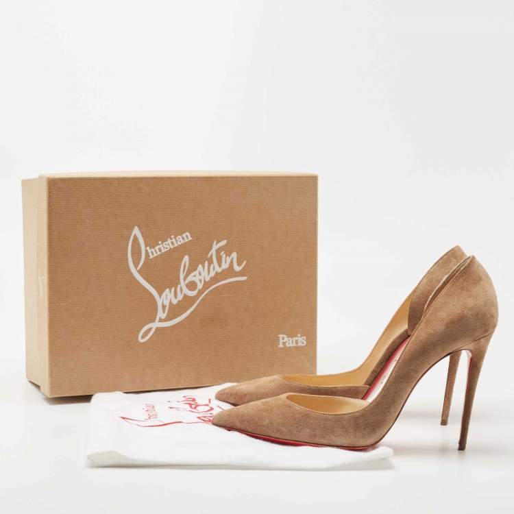 Pre Owned Christian Louboutin Brown Suede Iriza Pumps Size 39.5 