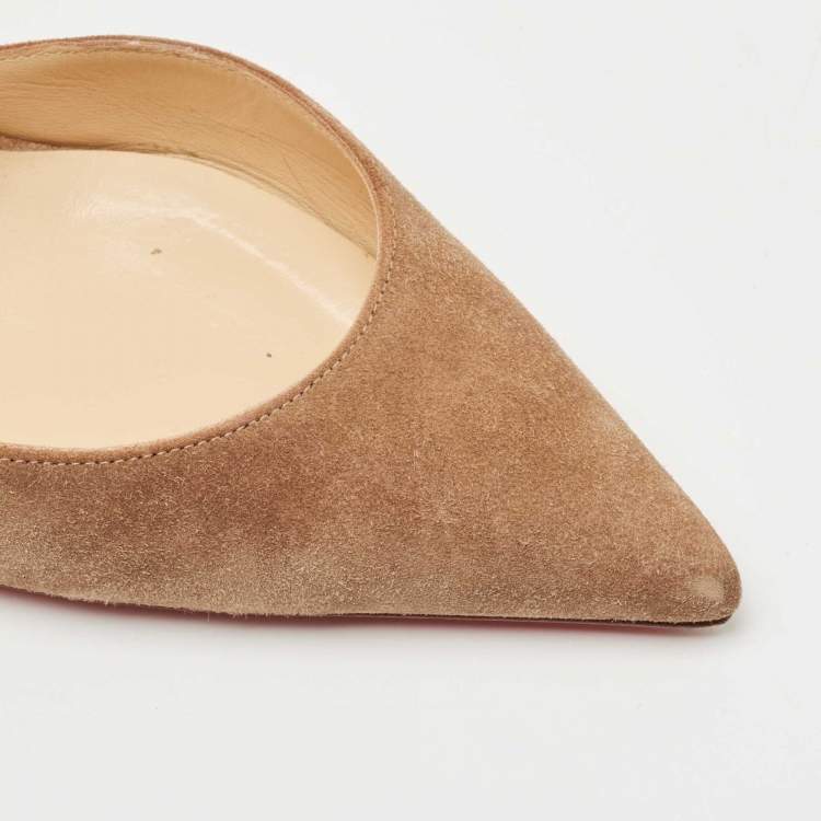 Pre Owned Christian Louboutin Brown Suede Iriza Pumps Size 39.5 