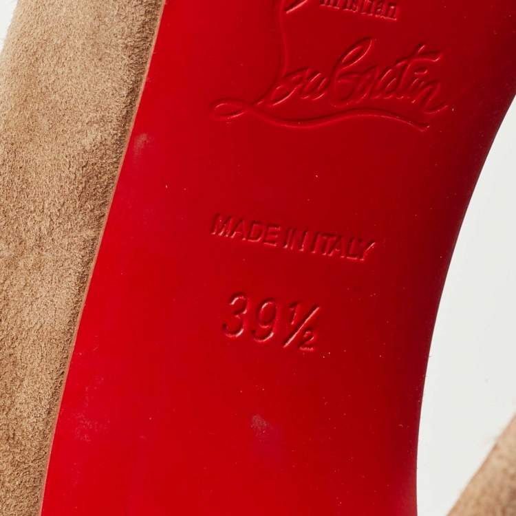 Pre Owned Christian Louboutin Brown Suede Iriza Pumps Size 39.5 