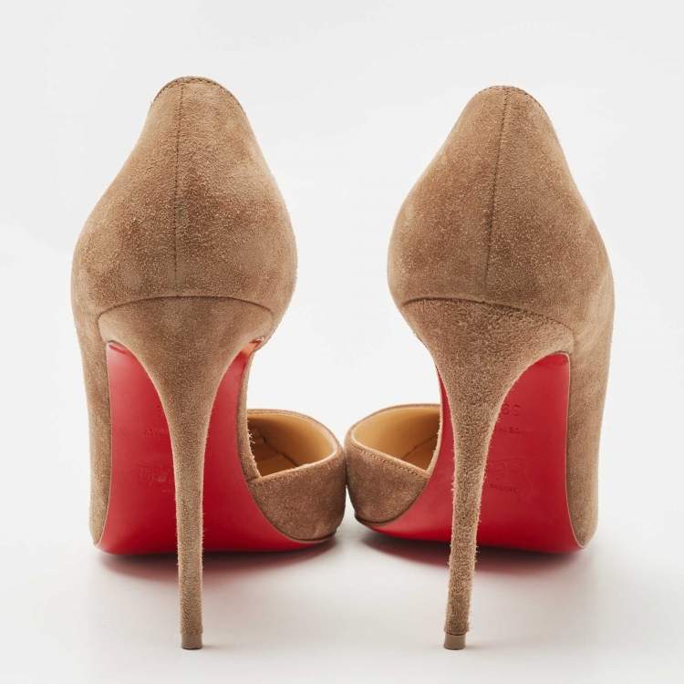 Pre Owned Christian Louboutin Brown Suede Iriza Pumps Size 39.5 