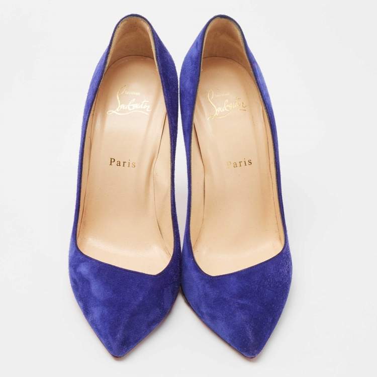 Pre Owned Christian Louboutin Blue Suede Corneille Pumps Size 39