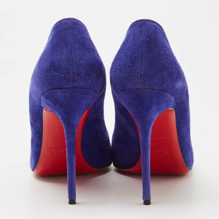 Pre Owned Christian Louboutin Blue Suede Corneille Pumps Size 39