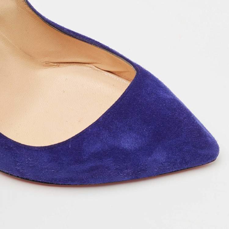 Pre Owned Christian Louboutin Blue Suede Corneille Pumps Size 39