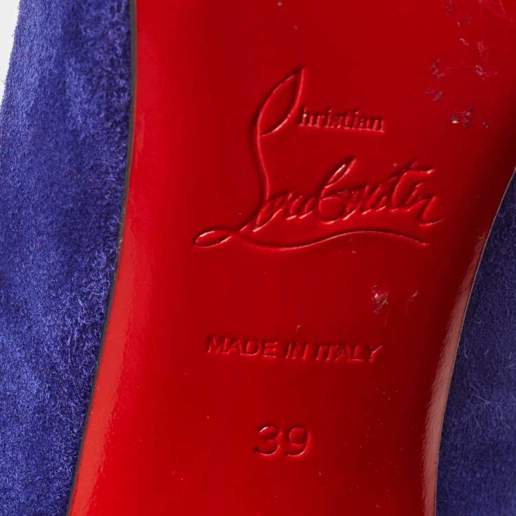 Pre Owned Christian Louboutin Blue Suede Corneille Pumps Size 39