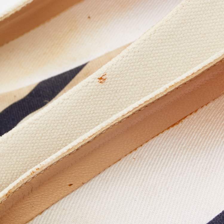 Pre Owned Christian Louboutin Off White Canvas Gala Embroidered Crest Espadrille Flats Size 36