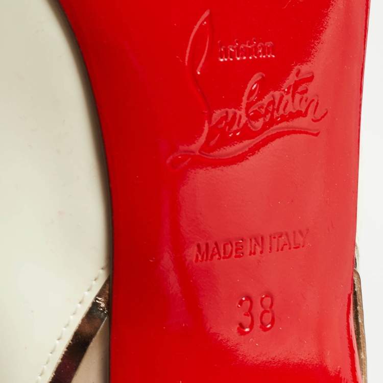 Pre Owned Christian Louboutin Off White Patent Leather and PVC Cosmo Pumps Size 38