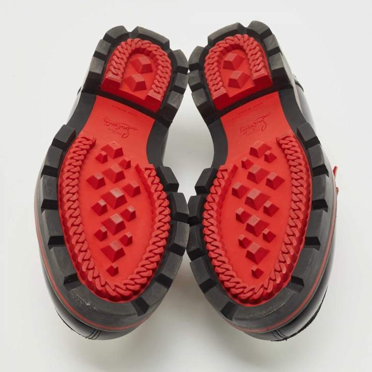 Pre Owned Christian Louboutin Black/White Leather Monono Loafers Size 40