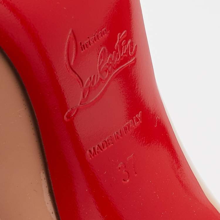 Pre Owned Christian Louboutin Beige Patent Leather So Kate Pumps Size 37