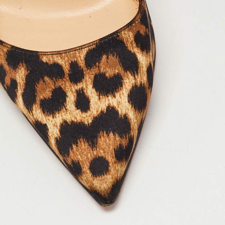 Pre Owned Christian Louboutin Brown Fabric Leopard Print So Kate Pumps Size 37