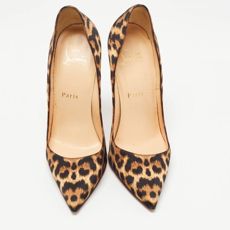 Pre Owned Christian Louboutin Brown Fabric Leopard Print So Kate Pumps Size 37