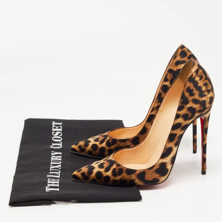 Pre Owned Christian Louboutin Brown Fabric Leopard Print So Kate Pumps Size 37