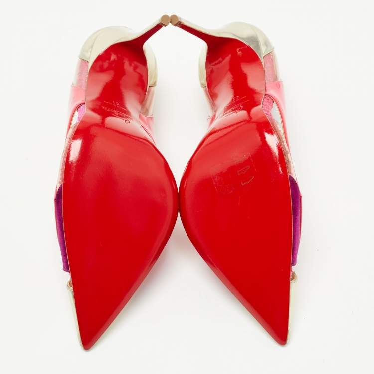 Pre Owned Christian Louboutin Tricolor Leather and PVC Galata Pumps Size 41 