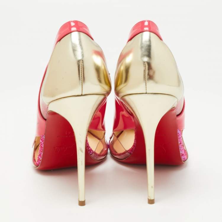 Pre Owned Christian Louboutin Tricolor Leather and PVC Galata Pumps Size 41 