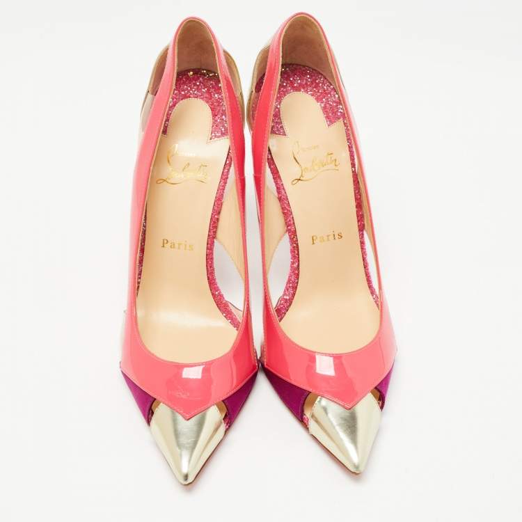 Pre Owned Christian Louboutin Tricolor Leather and PVC Galata Pumps Size 41 