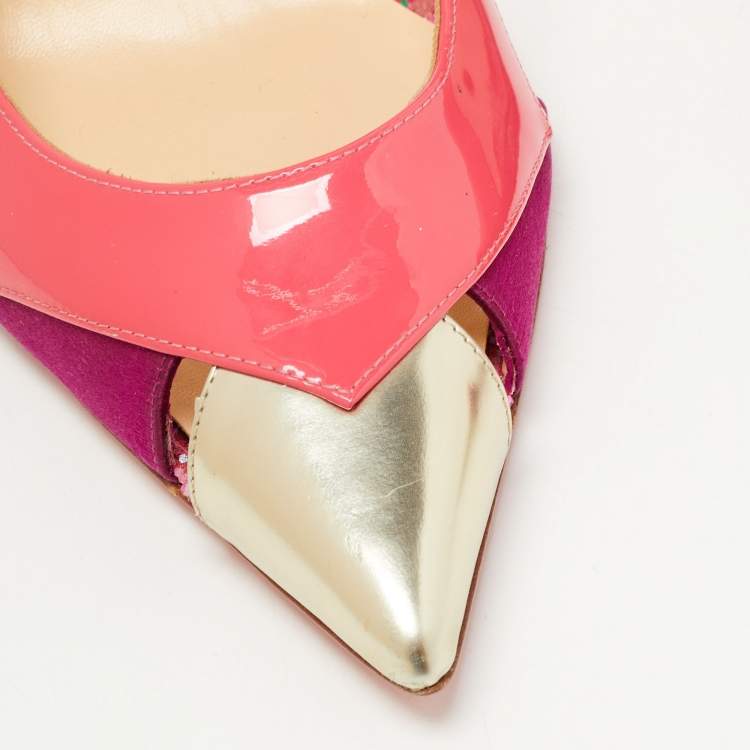 Pre Owned Christian Louboutin Tricolor Leather and PVC Galata Pumps Size 41 
