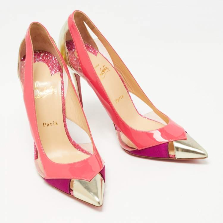 Pre Owned Christian Louboutin Tricolor Leather and PVC Galata Pumps Size 41 