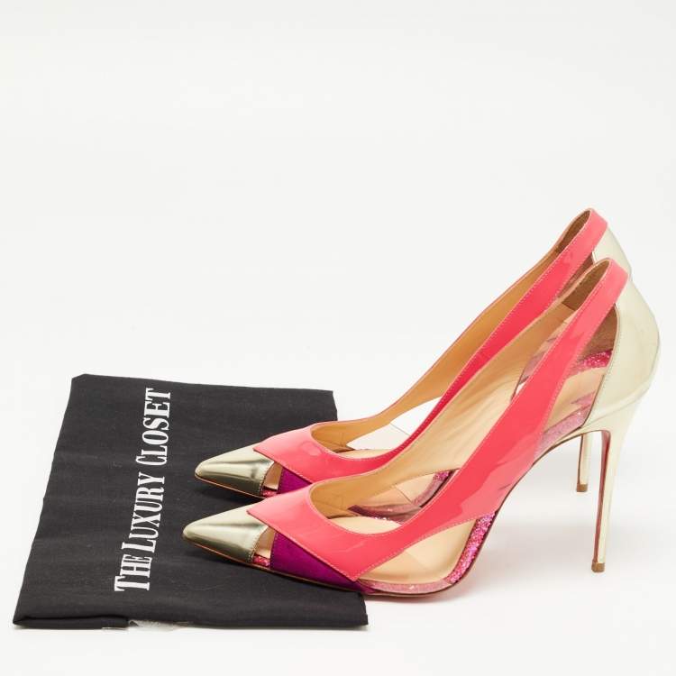 Pre Owned Christian Louboutin Tricolor Leather and PVC Galata Pumps Size 41 