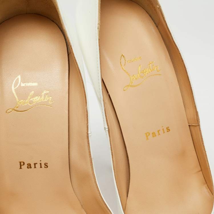 Pre Owned Christian Louboutin White Patent Leather Lady Peep Pumps Size 41