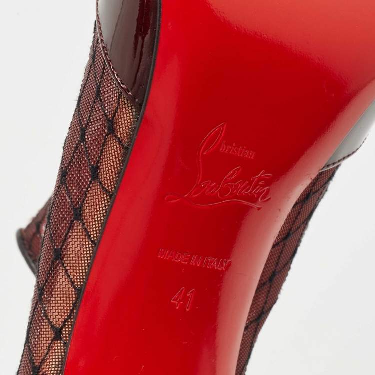 مملوكة مسبقًا Christian Louboutin Burgundy/Silver Glitter and Mesh  Filette Boots Size 41