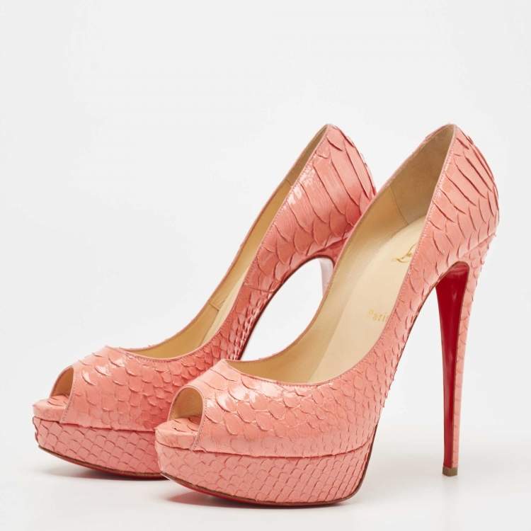 Pre Owned Christian Louboutin Pink Python  Very Prive Pumps Size 41