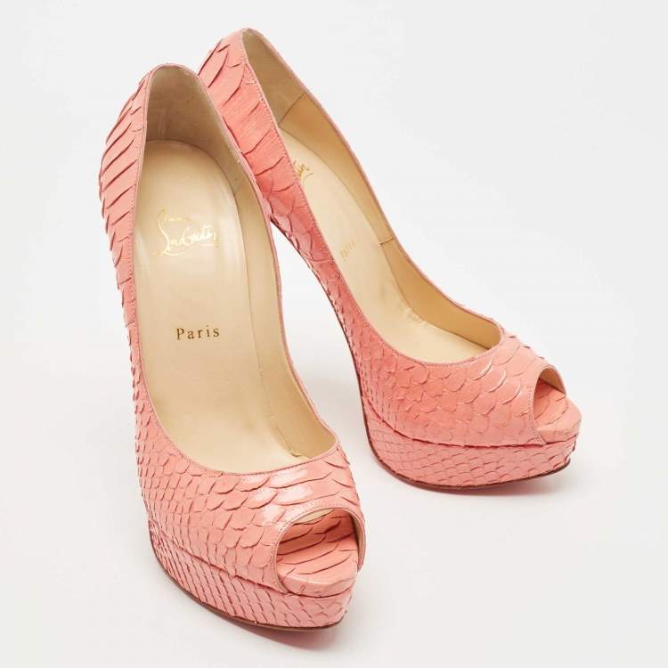 Pre Owned Christian Louboutin Pink Python  Very Prive Pumps Size 41