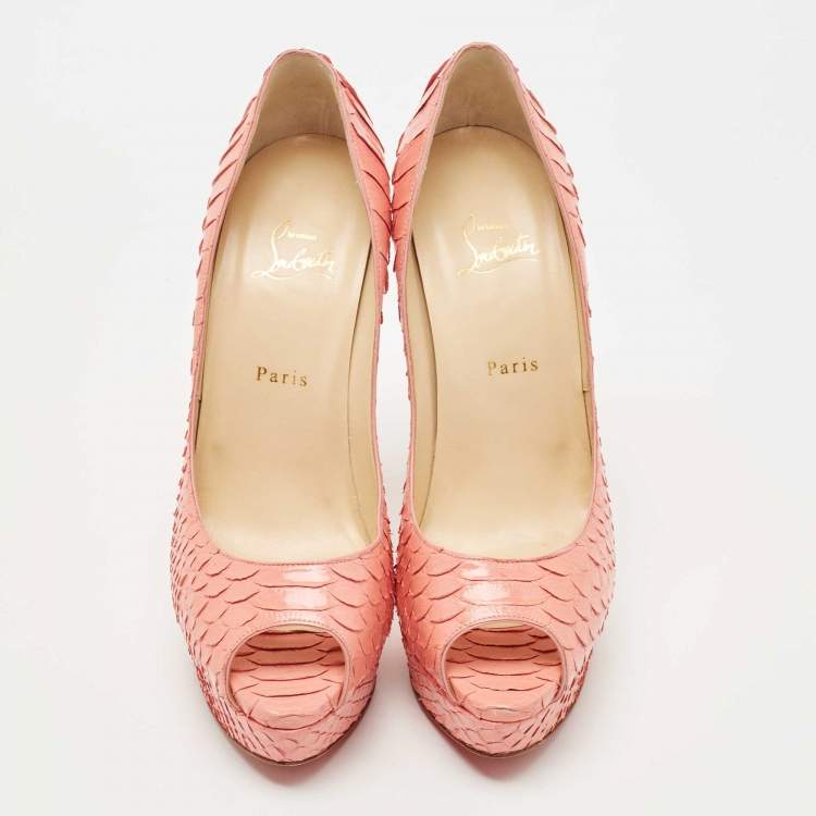 Pre Owned Christian Louboutin Pink Python  Very Prive Pumps Size 41