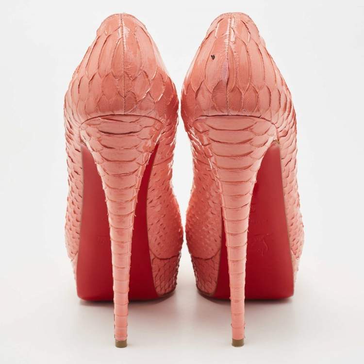 Pre Owned Christian Louboutin Pink Python  Very Prive Pumps Size 41