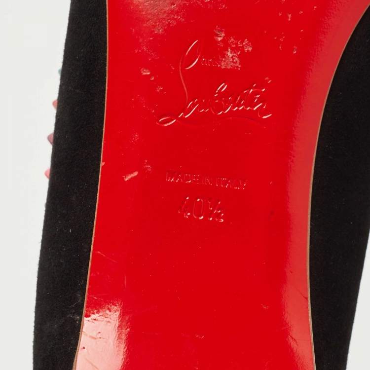 Pre Owned Christian Louboutin Tricolor Suede and Patent Leather Malabar Hill Ballet Flats Size 40.5