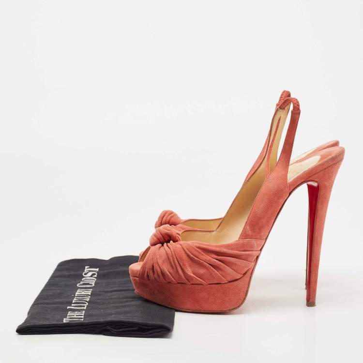 Pre Owned Christian Louboutin Pink Suede Jenny Slingback Pumps Size 41