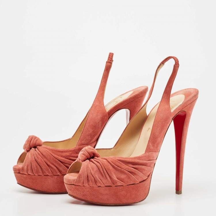 Pre Owned Christian Louboutin Pink Suede Jenny Slingback Pumps Size 41