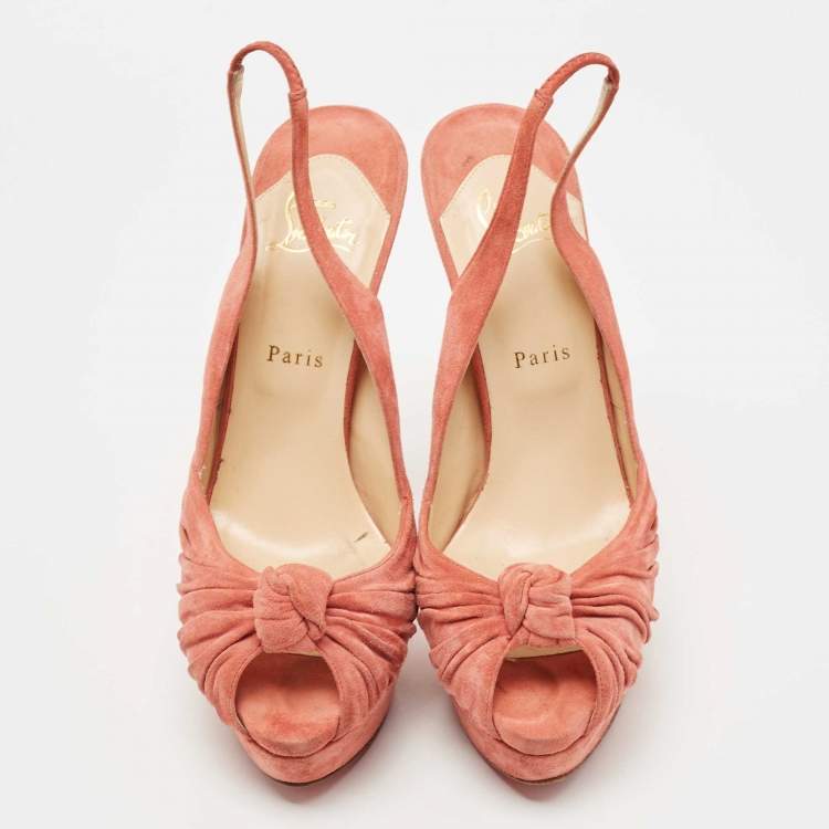 Pre Owned Christian Louboutin Pink Suede Jenny Slingback Pumps Size 41