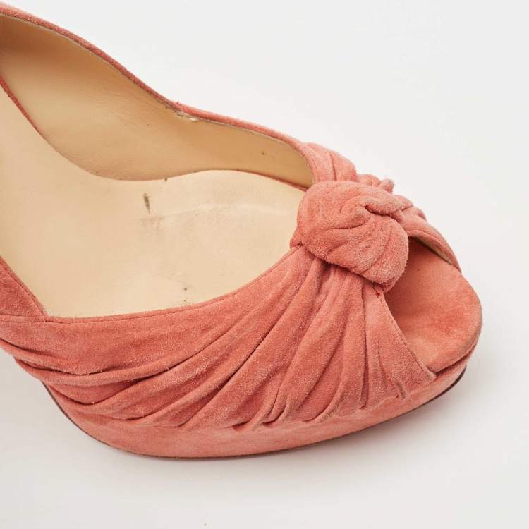 Pre Owned Christian Louboutin Pink Suede Jenny Slingback Pumps Size 41