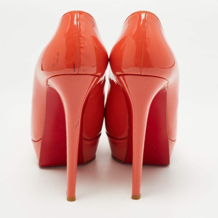 Pre Owned Christian Louboutin Orange Patent Leather Bianca  Pumps Size 40.5