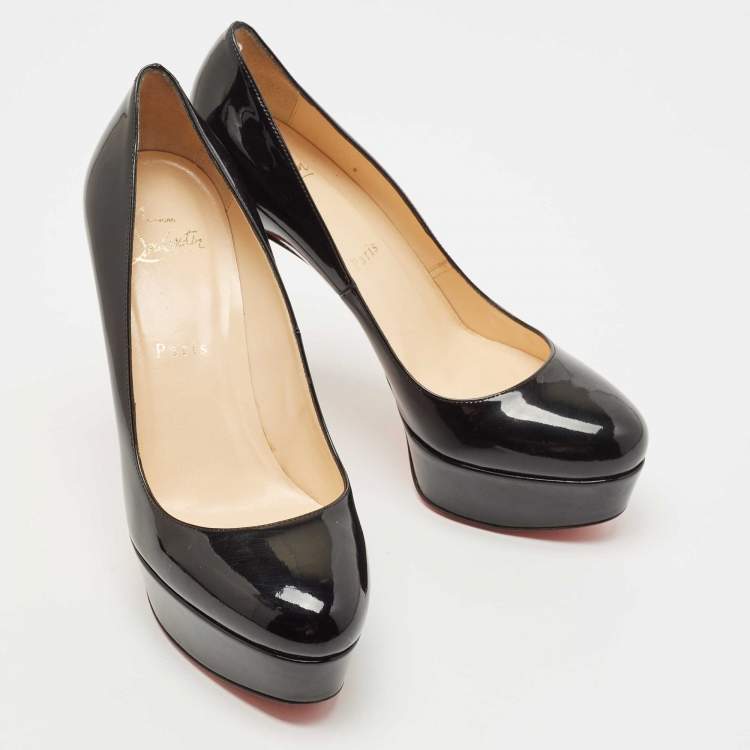 Pre Owned Christian Louboutin Black Patent Leather Bianca Platform Pumps Size 38