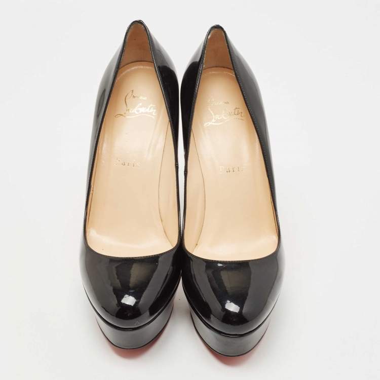 Pre Owned Christian Louboutin Black Patent Leather Bianca Platform Pumps Size 38