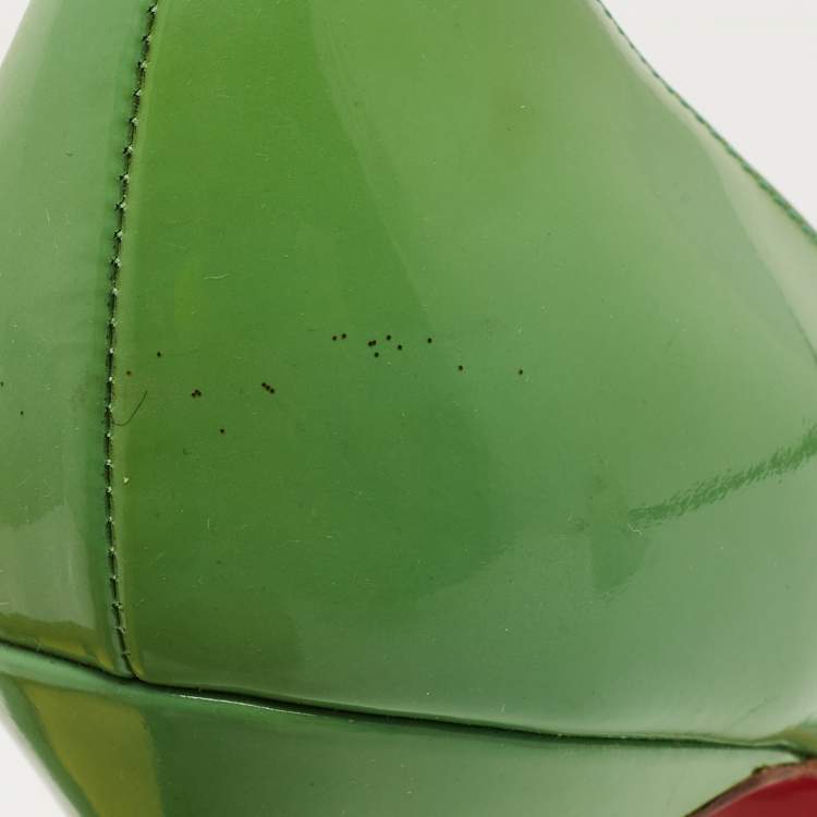 Pre Owned Christian Louboutin Green Patent Leather Very Prive Pumps Size 38.5
