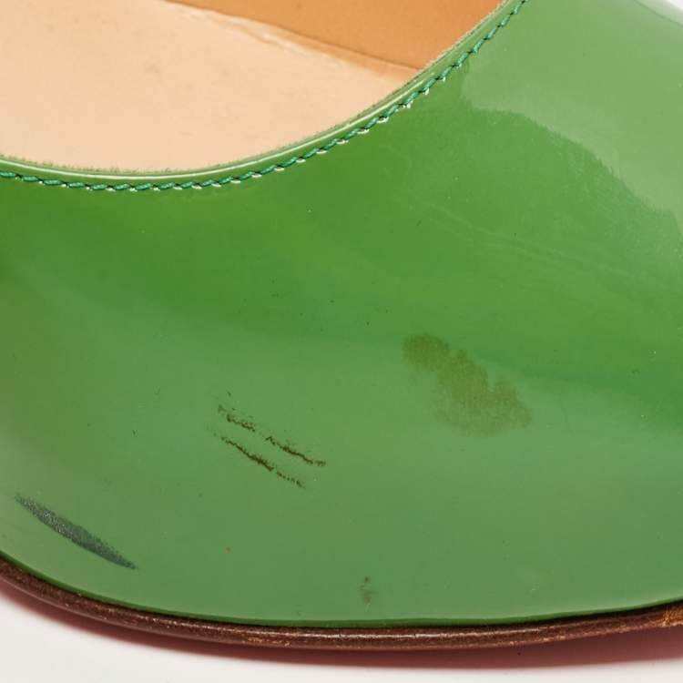 Pre Owned Christian Louboutin Green Patent Leather Very Prive Pumps Size 38.5