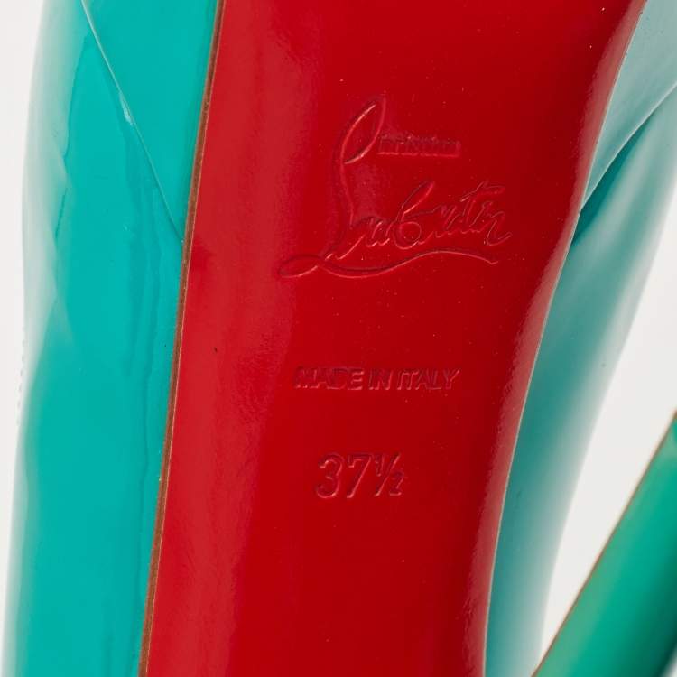 Pre Owned Christian Louboutin Green Patent Leather Bianca Pumps Size 37.5