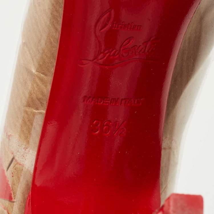 Pre Owned Christian Louboutin Brown/Red PVC Kraft Kate Pumps Size 36.5