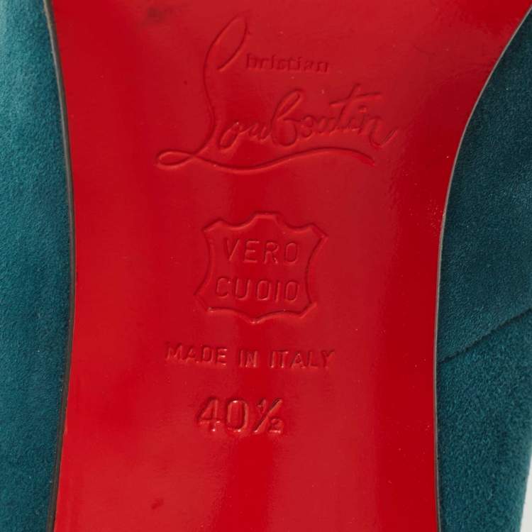 Pre Owned Christian Louboutin Teal Suede Simple Pumps Size 40.5