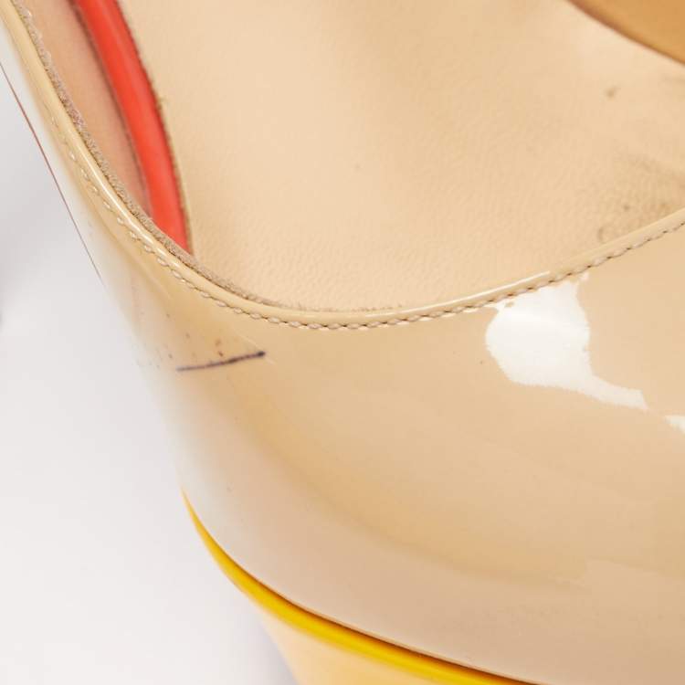 Pre Owned Christian Louboutin tricolor Patent Bianca Pumps Size 41.5