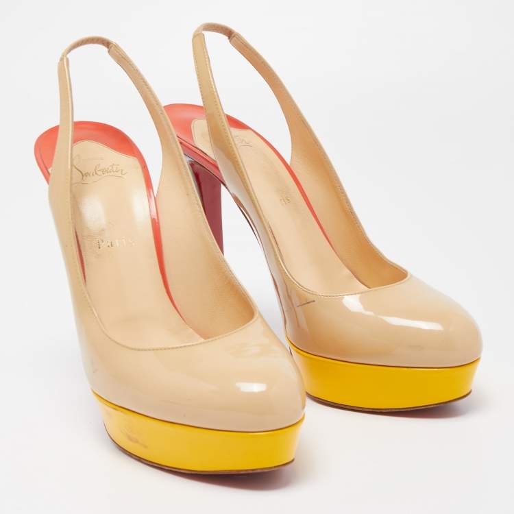 Pre Owned Christian Louboutin tricolor Patent Bianca Pumps Size 41.5