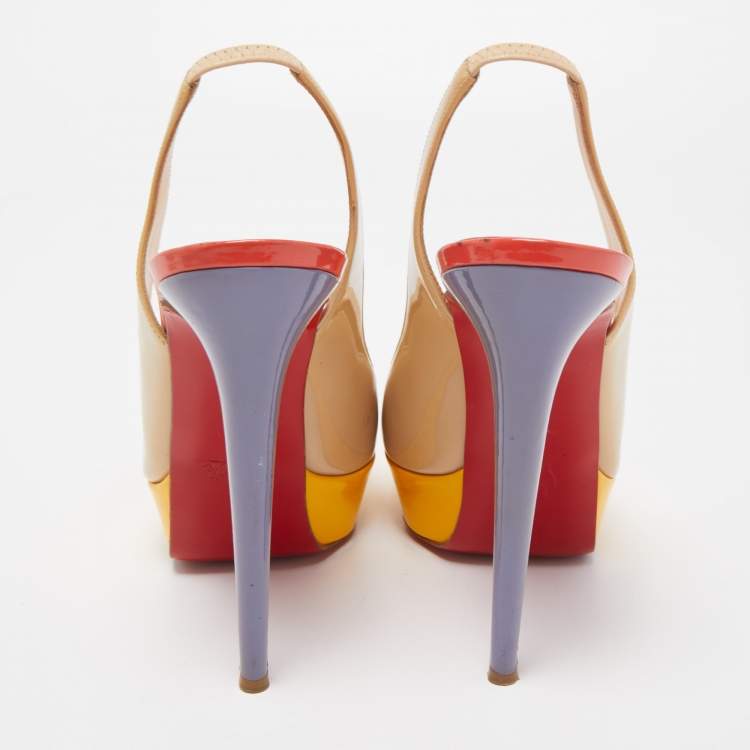 Pre Owned Christian Louboutin tricolor Patent Bianca Pumps Size 41.5