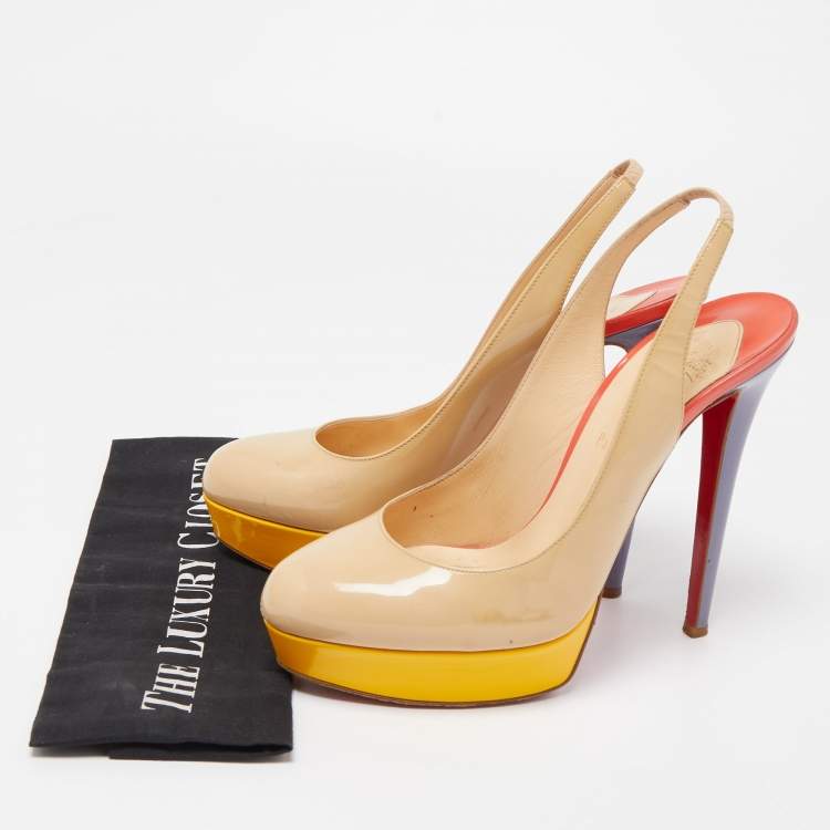Pre Owned Christian Louboutin tricolor Patent Bianca Pumps Size 41.5