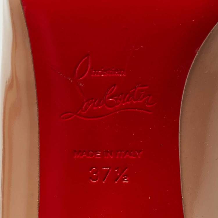 Pre Owned Christian Louboutin Beige Patent Leather Pigalle Follies Pumps Size 37.5