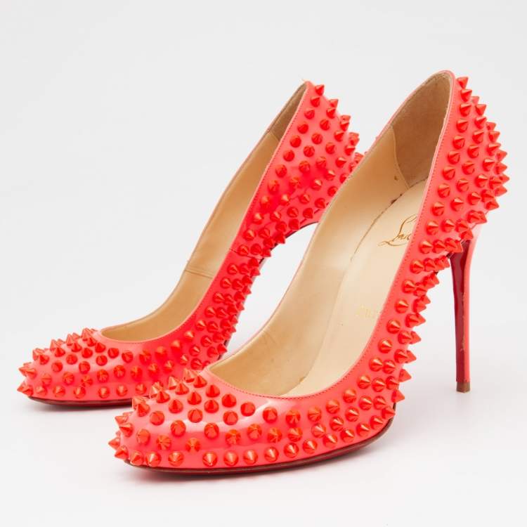 Neon coral Christian Louboutin spiked heels  Christian louboutin, Christian  louboutin pigalle, Louboutin