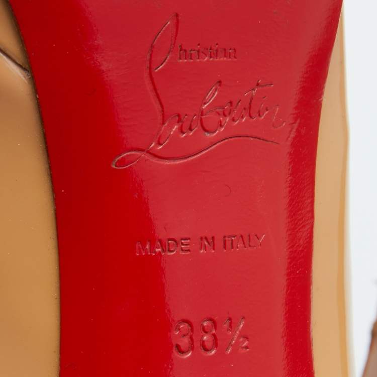 Pre Owned Christian Louboutin Beige Patent Leather New Simple Pumps Size 38.5