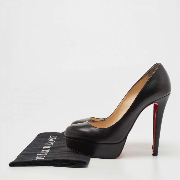Pre Owned Christian Louboutin Black Leather Bianca Pumps Size 38.5