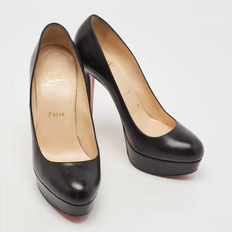 Pre Owned Christian Louboutin Black Leather Bianca Pumps Size 38.5