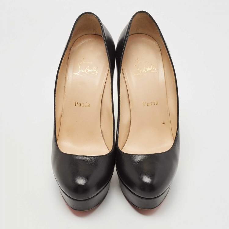 Pre Owned Christian Louboutin Black Leather Bianca Pumps Size 38.5